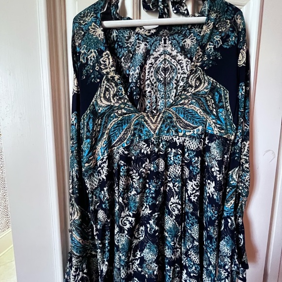 Festive Blue and Black Top or Mini Dress - Picture 2 of 5